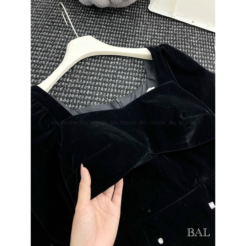 ĐẦM NHUNG Chữ AĐÍNH ĐÁ lấp lánh siêu sang đẹp TAY