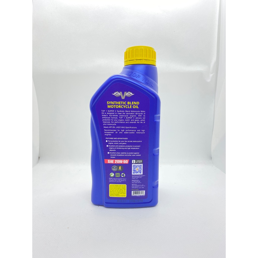 Nhớt xe số cao cấp Top 1 SUPER V 20W50 1L, bao bì mới dạng chai