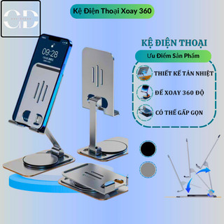 Giá Đỡ Điện Thoại Android, iPhone, Kệ Để Điện Thoại Máy Mính Bảng iPad SamSung, Chân Xoay 360 Độ Tiện Lợi Bằng Hợp Kim