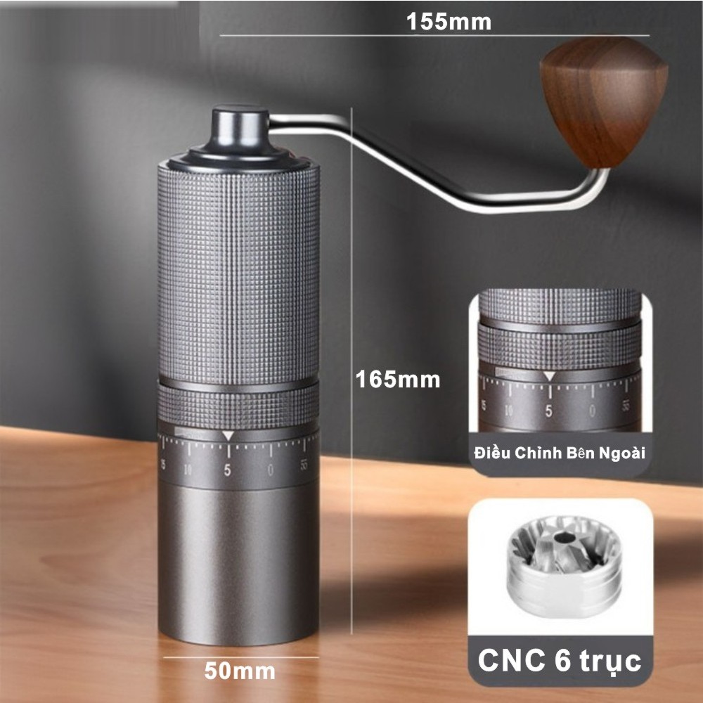 Máy xay cà phê bằng tay cối xay cafe cầm tay mini Chất Lượng máy xay café Cao CNC 6 trục