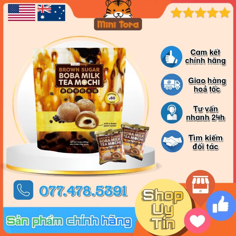 Bánh Mochi trà sữa trân châu Boba Milk Tea 60 bánh 900g