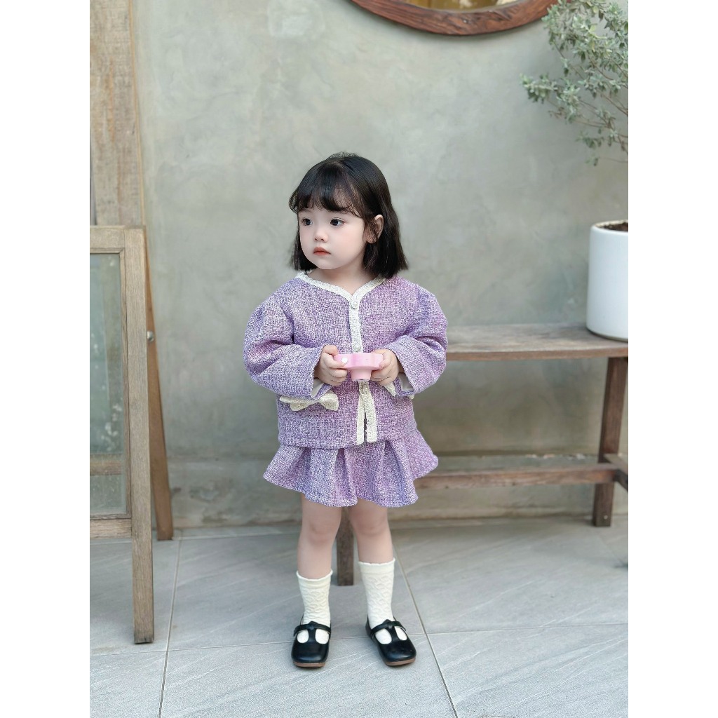 Sét dạ kèm chân váy cao cấp 3 màu cho bé gái - B72