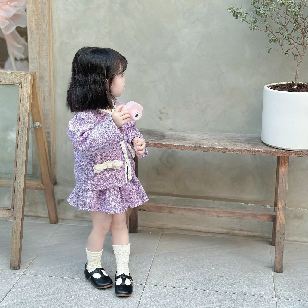 Sét dạ kèm chân váy cao cấp 3 màu cho bé gái - B72