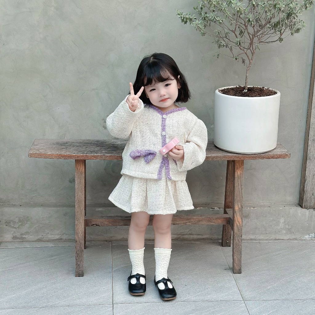 Sét dạ kèm chân váy cao cấp 3 màu cho bé gái - B72