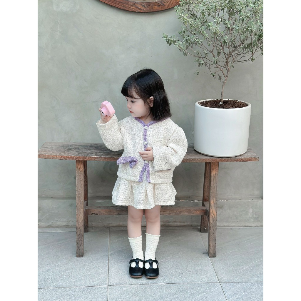 Sét dạ kèm chân váy cao cấp 3 màu cho bé gái - B72