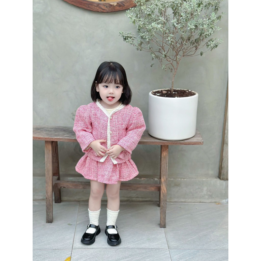 Sét dạ kèm chân váy cao cấp 3 màu cho bé gái - B72