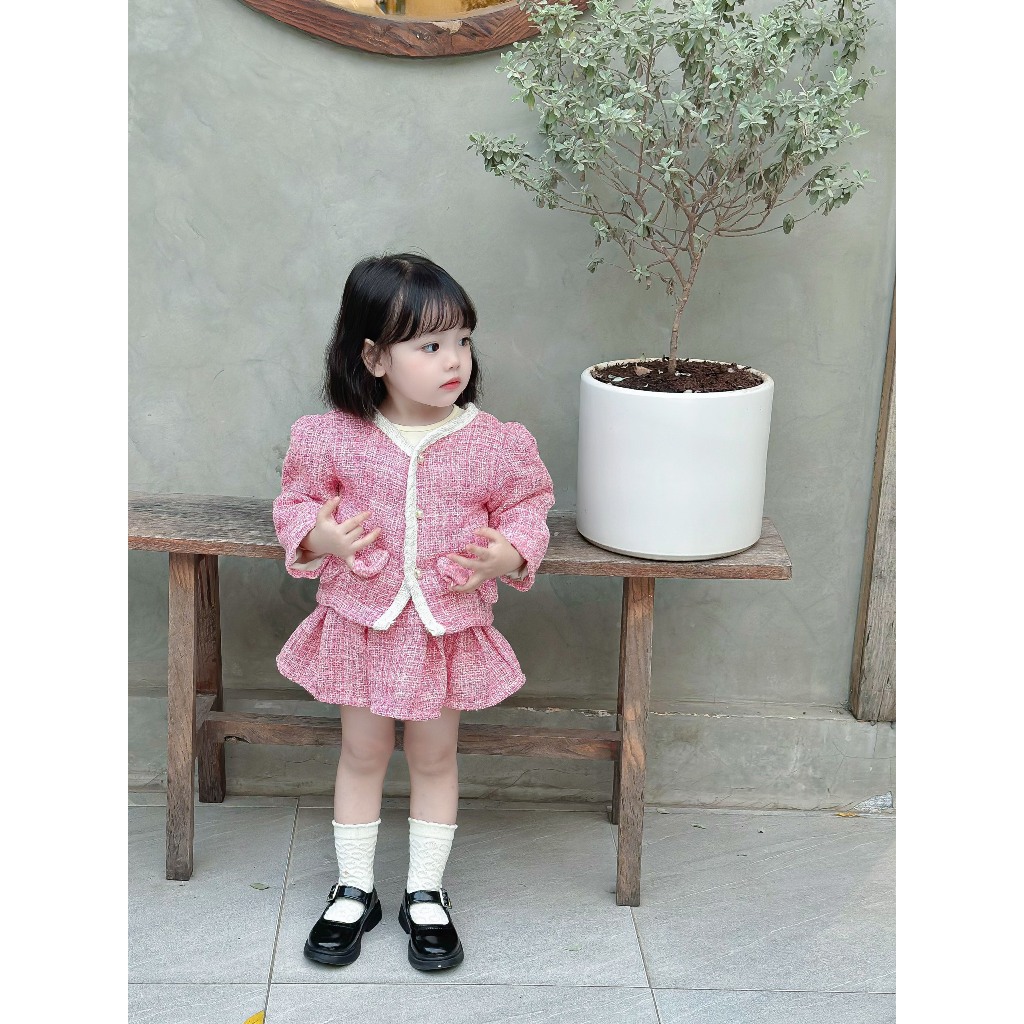 Sét dạ kèm chân váy cao cấp 3 màu cho bé gái - B72