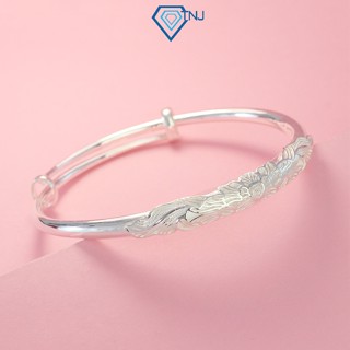 Lắc tay bạc nữ dạng kiềng hình hoa sen bản to khắc tên theo yêu cầu LTN0212 - Trang Sức TNJ