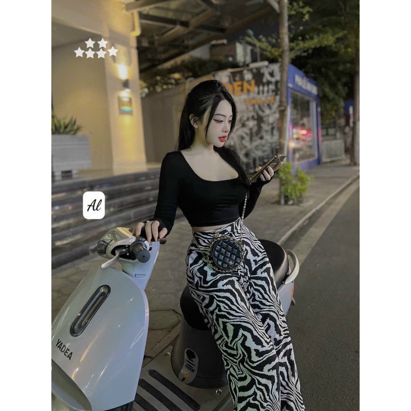 Sét bộ nữ dài quần lụa suông có túi phối áo gân qc tay dài chuẩn from hàng đẹp