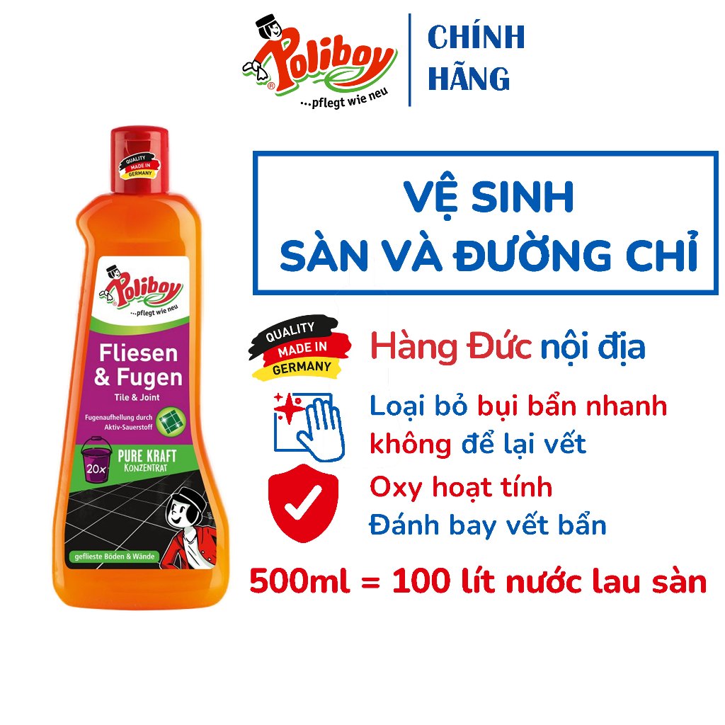 Nước Tẩy Trắng Ron Gạch POLIBOY Tẩy Trắng Chỉ Gạch, Làm Sạch Đường Nối Gạch 500ml Không Gây Hại Gạch Men