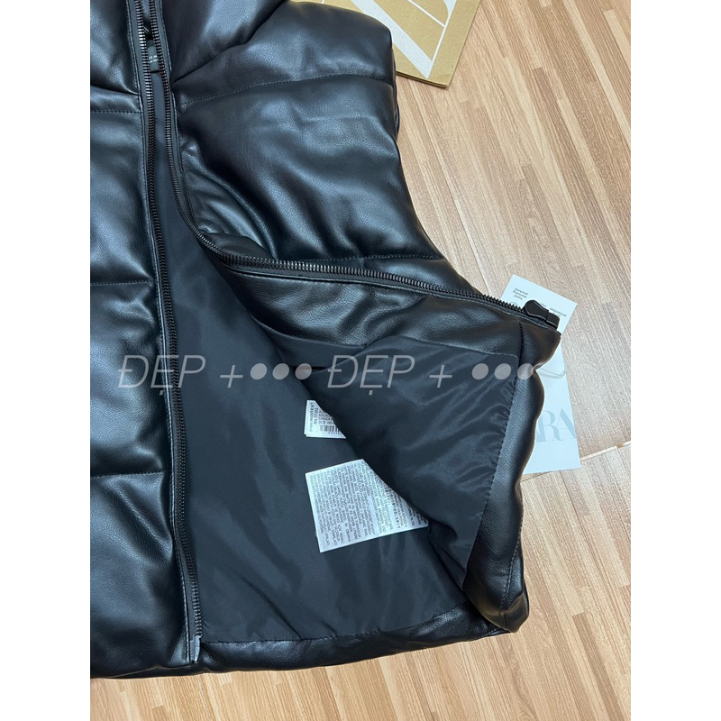 Áo gile da Za/Ra dáng ngắn chần bông hàng xuất khẩu chính hãng