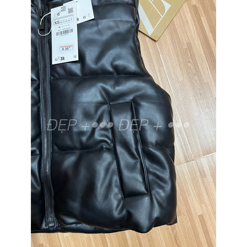 Áo gile da Za/Ra dáng ngắn chần bông hàng xuất khẩu chính hãng