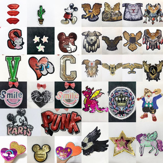 Hình ủi và hình may kim sa patch sticker hình ủi chữ hoa kim sa phụ kiện may mặc trang trí quần áo, handmade,DIY