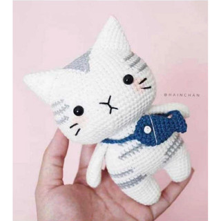 Mèo Tabby đeo túi cá