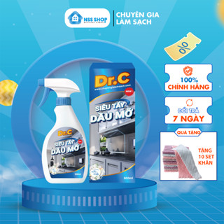 (Tặng sét khăn 10 cái) Siêu tẩy dầu mỡ Dr.C tẩy sạch lưới lọc máy hút mùi, khu vực bếp, vật dụng nhà bếp 500ml