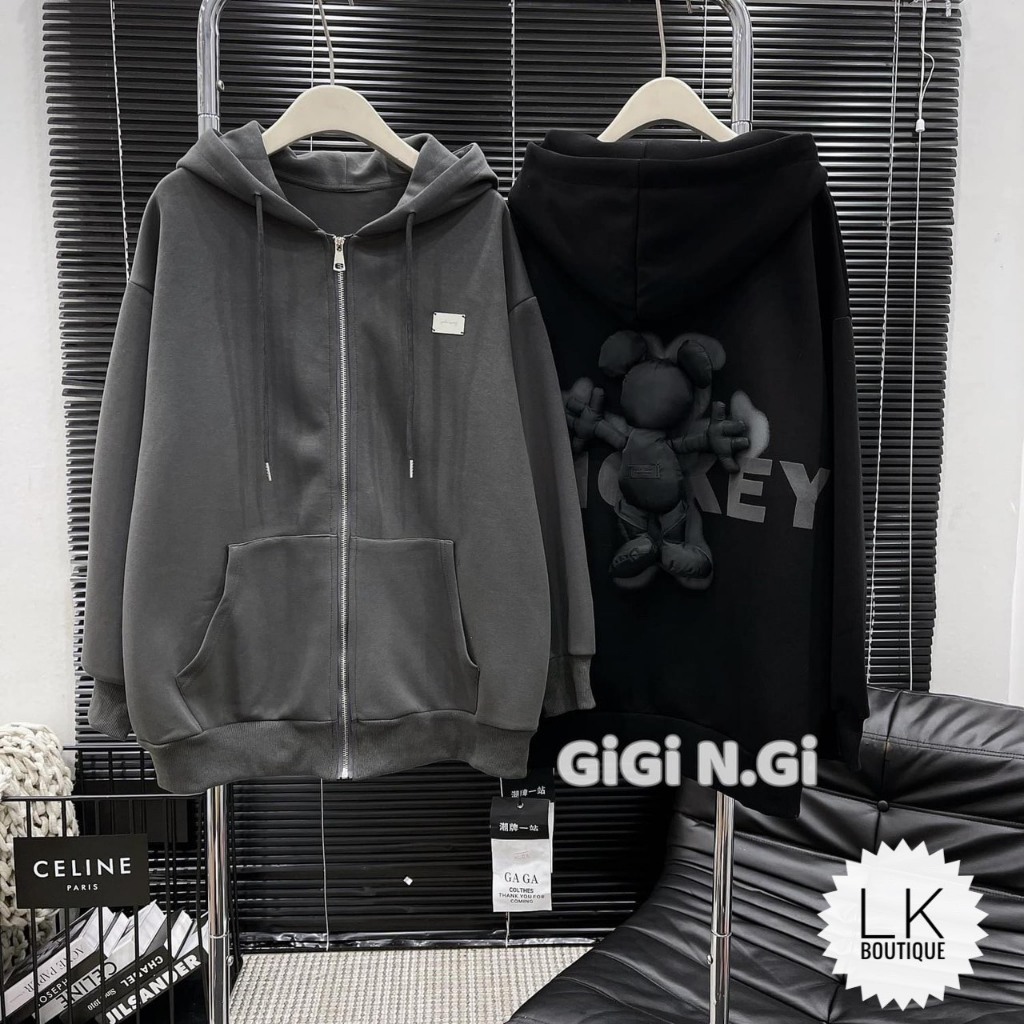Áo nỉ mũ hoodie chất 2 da cá khóa trước kèm gấu AN01