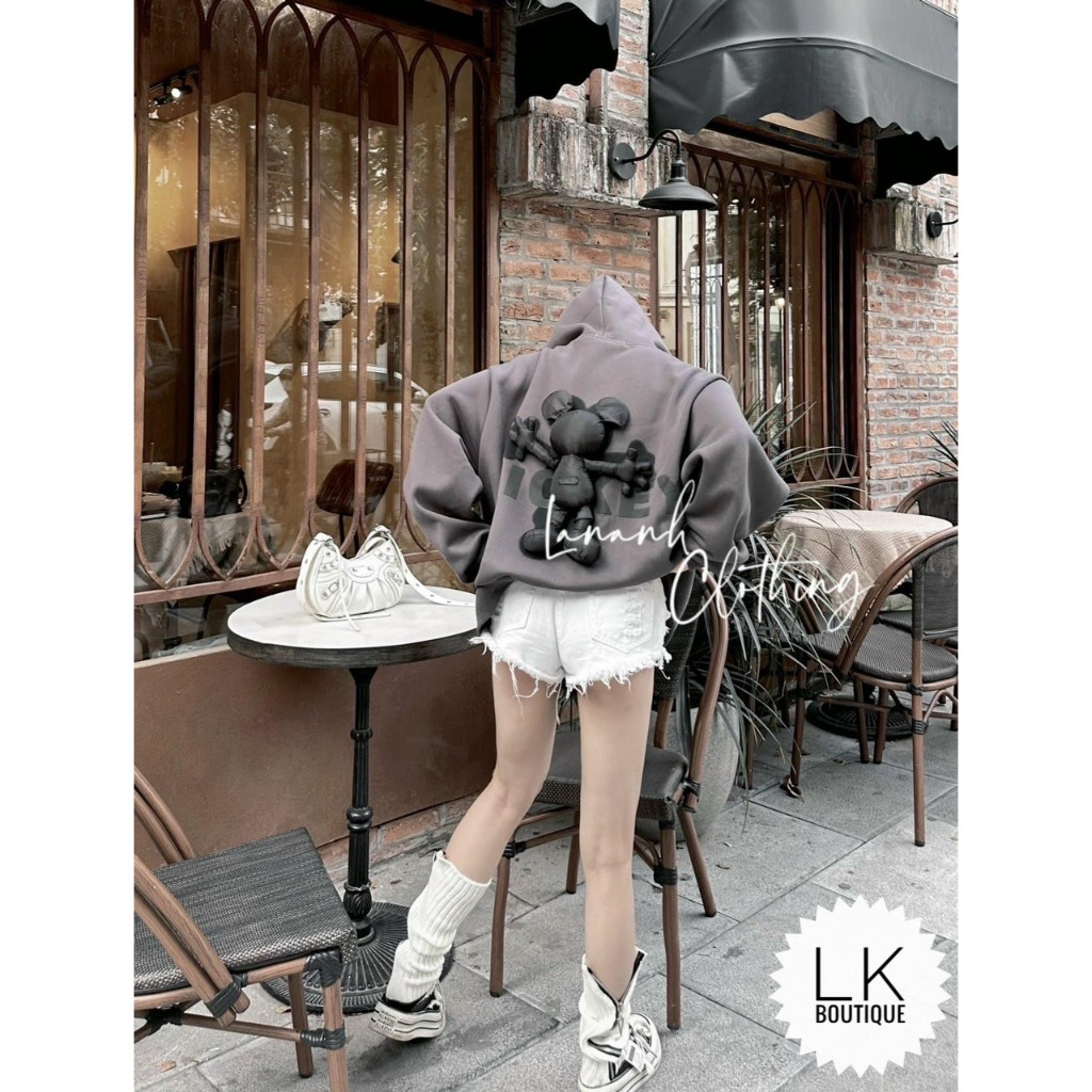 Áo nỉ mũ hoodie chất 2 da cá khóa trước kèm gấu AN01