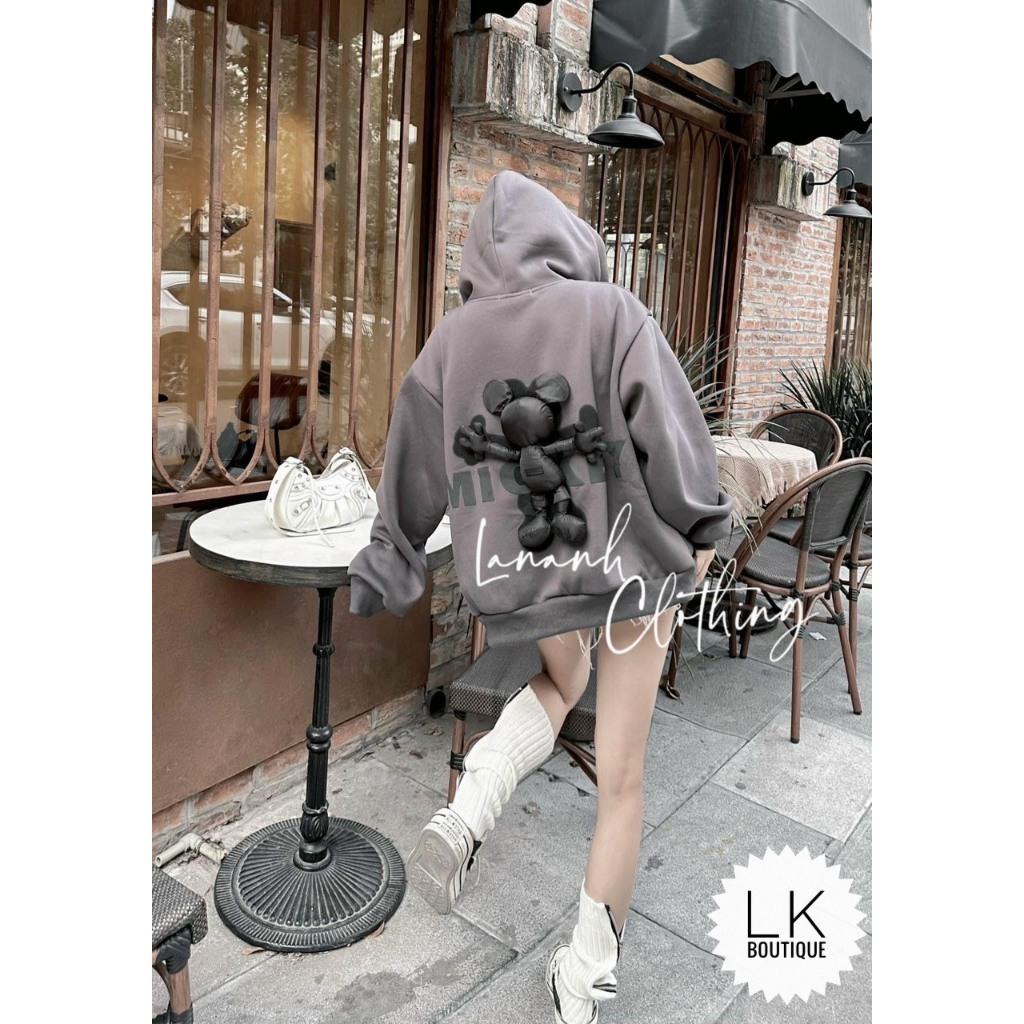 Áo nỉ mũ hoodie chất 2 da cá khóa trước kèm gấu AN01