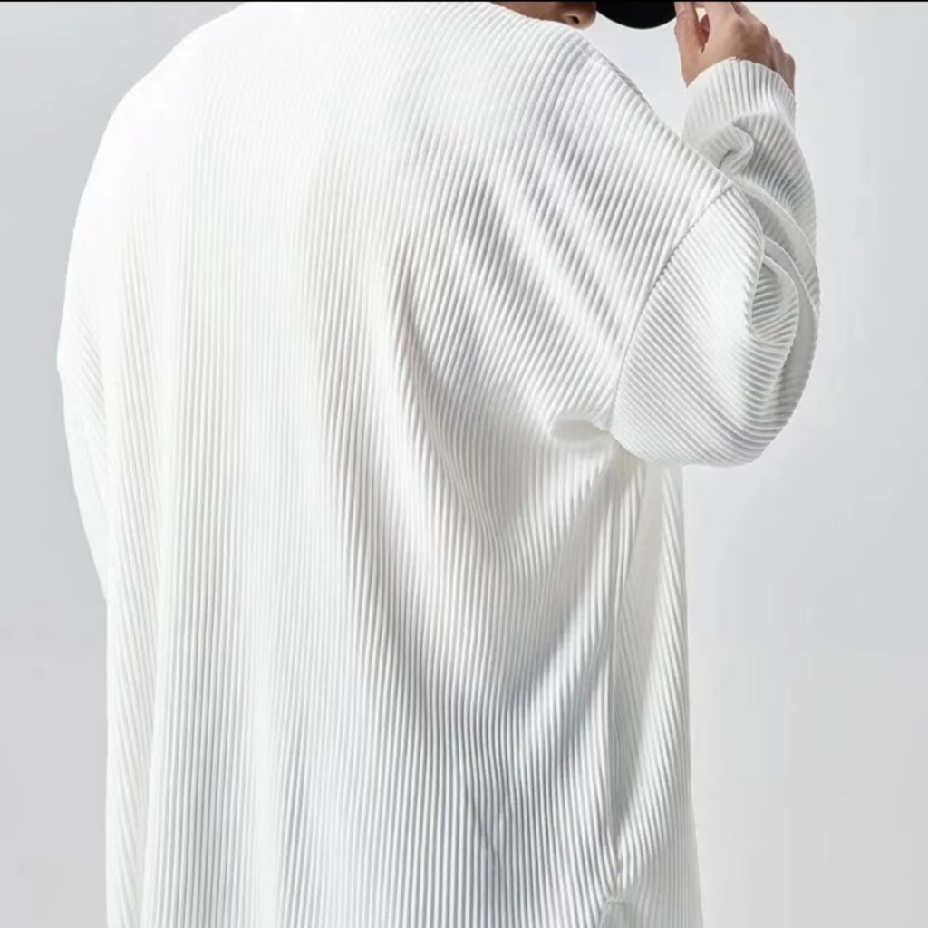 Áo thun nam tay dài cổ chữ V form rộng cho nam áo thu đông basic Trơn Thông thường