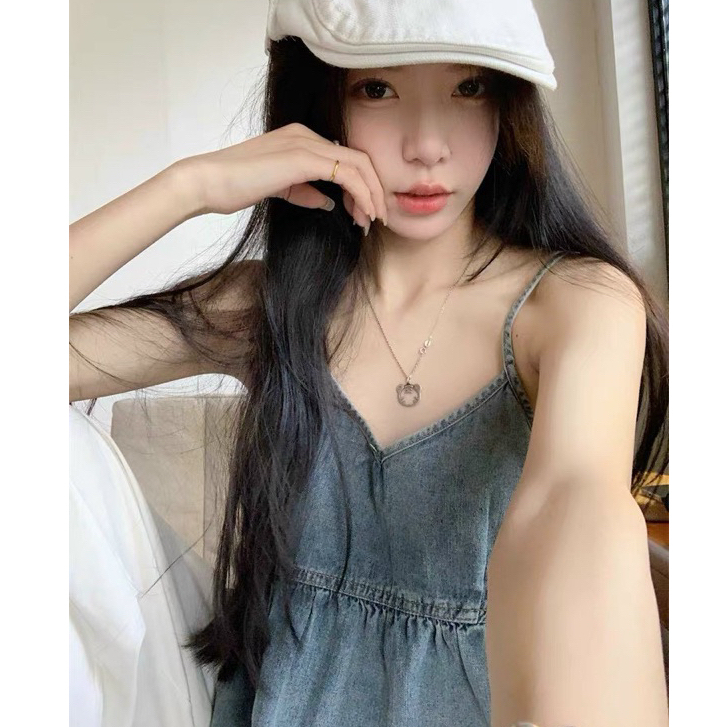 Áo 2 dây denim babydoll dây chỉnh siêu hot CỰC TRẺ TRUNG THỜI TRANG AY01