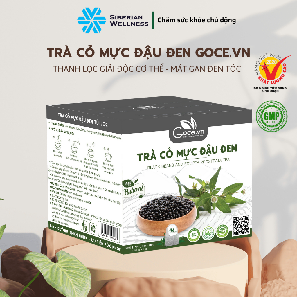 Trà cỏ mực đậu đen túi lọc Goce, hộp 20 gói