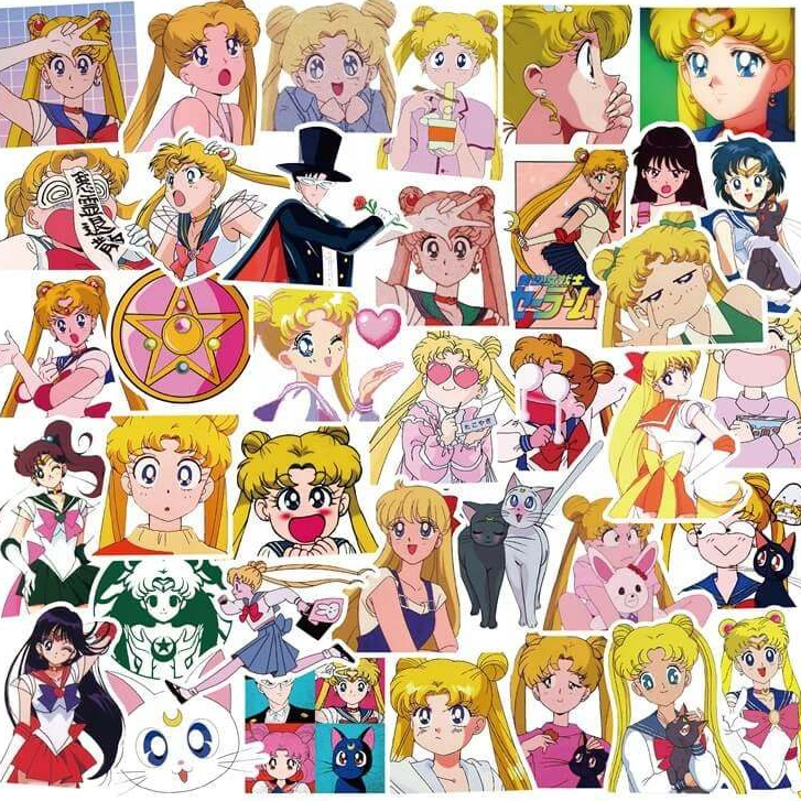 Bộ 102 Nhãn Dán Sticker Sailor Moon - Thủy Thủ Mặt Trăng Trang Trí