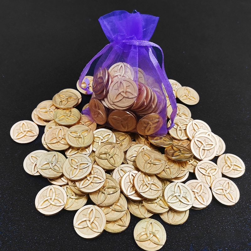 Đồng xu Mora kim loại khắc hình game Genshin Impact chibi sưu tập cosplay độc đáo