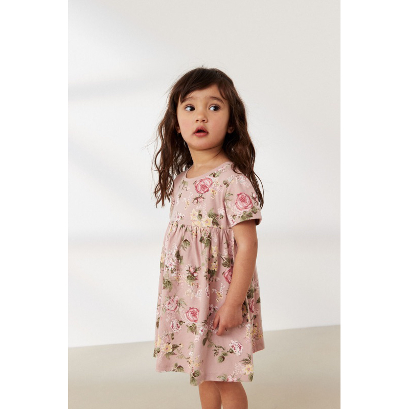 Váy cotton ngắn tay bé gái hoa hồng Nect auth sale D50630