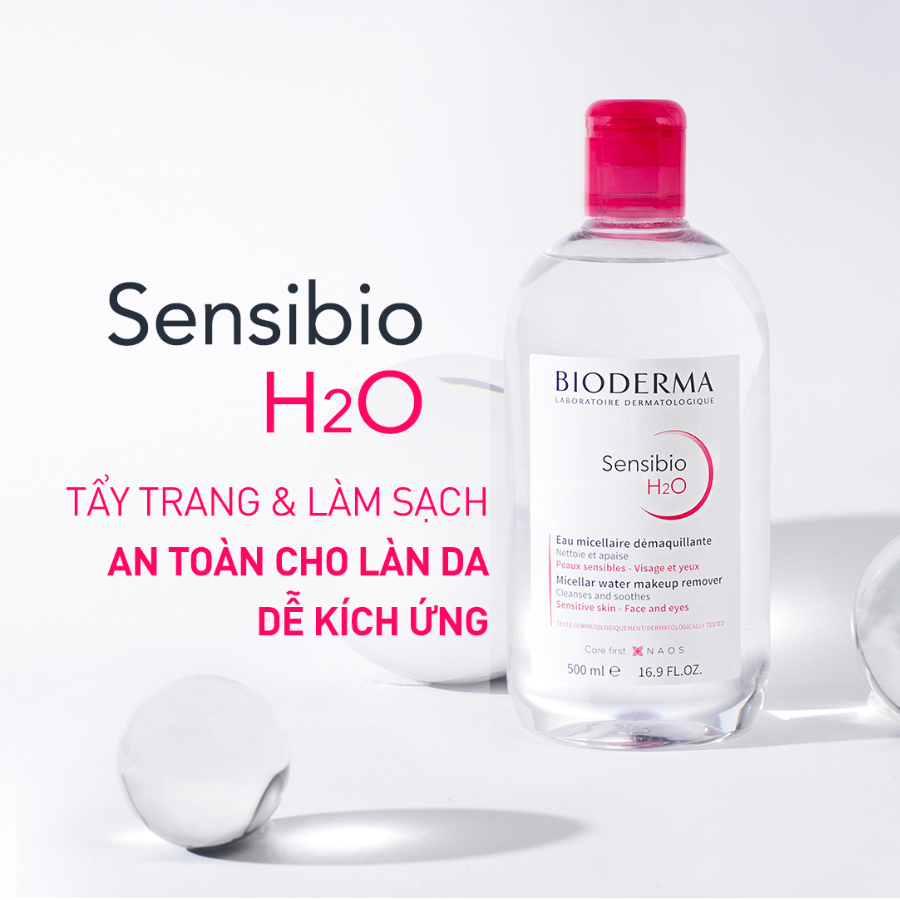 Nước tẩy trang Bioderma hồng Micellar Sensibio 100ml - 250ml - 500ml, dung dịch làm sạch dành cho da thường và da nhạy c