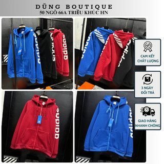 Áo hoodie zip a di đát nam nữ in logo siêu chất - hoodie zip nam nữ nỉ bổng hai lớp cao cấp