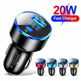 Tẩu Sạc Nhanh Ô Tô 1 Cổng PD 20W 1 Cổng Sạc Nhanh Super Hiển Thị Điện Áp Ắc Quy Tẩu Sạc Ô Tô 12V 24V