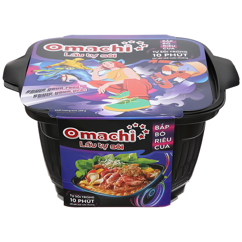 Lẩu tự sôi Omachi bắp bò rêu cua 276g