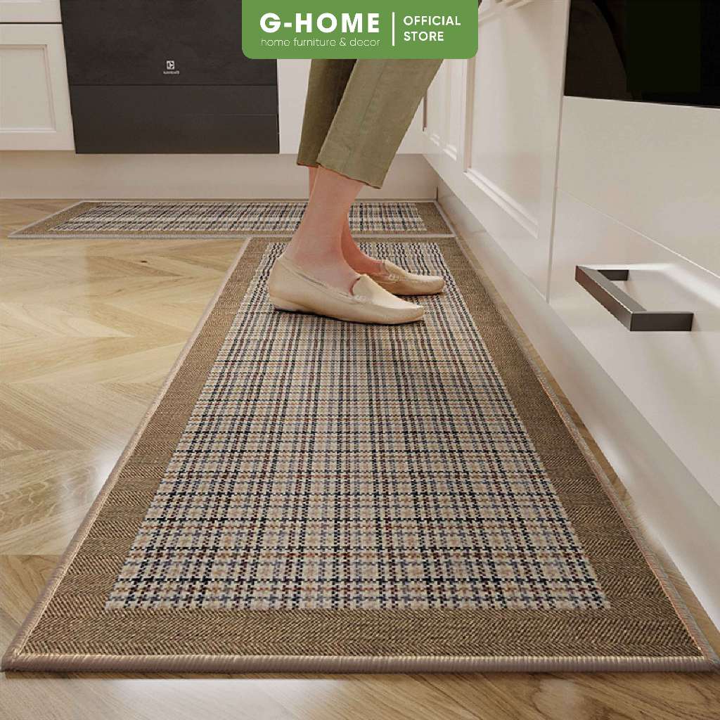 Thảm bếp sợi dệt lau chân Ghome thảm bếp trải sàn màu sắc tối giản thấm nước nhanh TB23M3