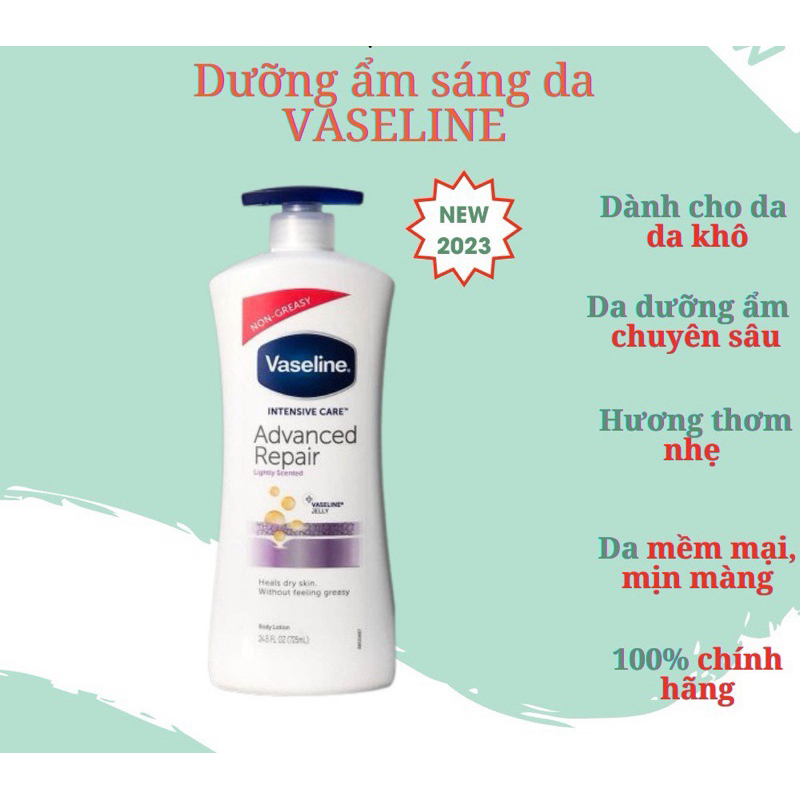 Dưỡng trắng body Vaseline 725ml Bảng Mỹ