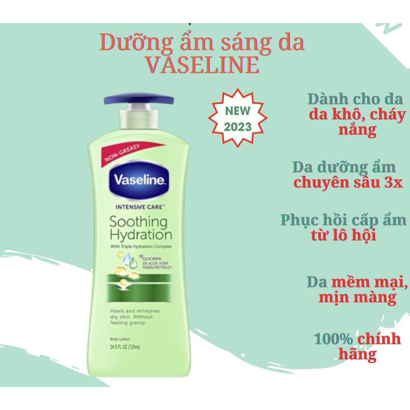 Dưỡng trắng body Vaseline 725ml Bảng Mỹ