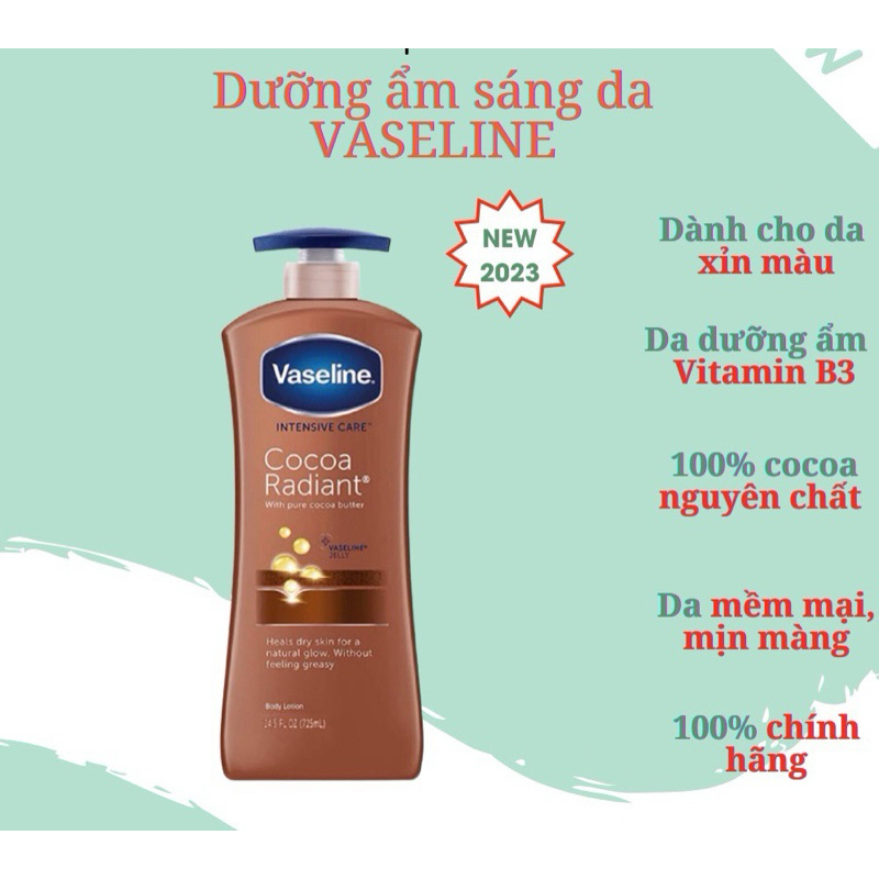 Dưỡng trắng body Vaseline 725ml Bảng Mỹ
