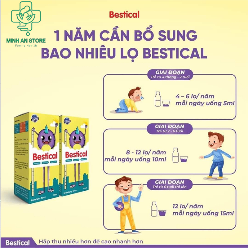 BESTICAL- Canxi Sinh Học Kết Hợp Vitamin D3 K2 120ml Tặng Bình Sữa