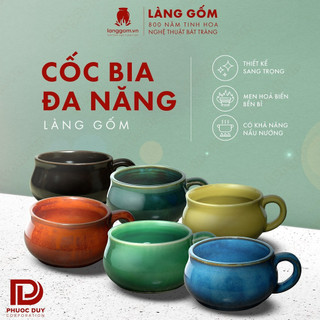 Cốc gốm sứ Bát Tràng đa năng cao cấp men hỏa biến - Dạng cốc bia Đức - Hàng xuất khẩu dung tích 550ml - LÀNG GỐM