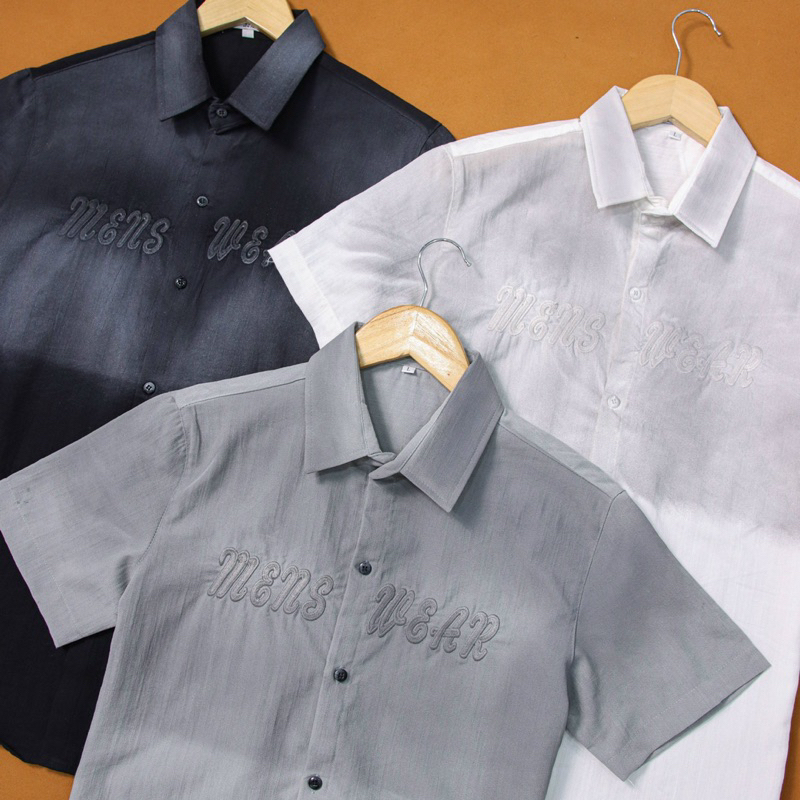 Áo Sơ Mi Nam Đũi THÊU CHỮ LOANG KHÓI SMTN