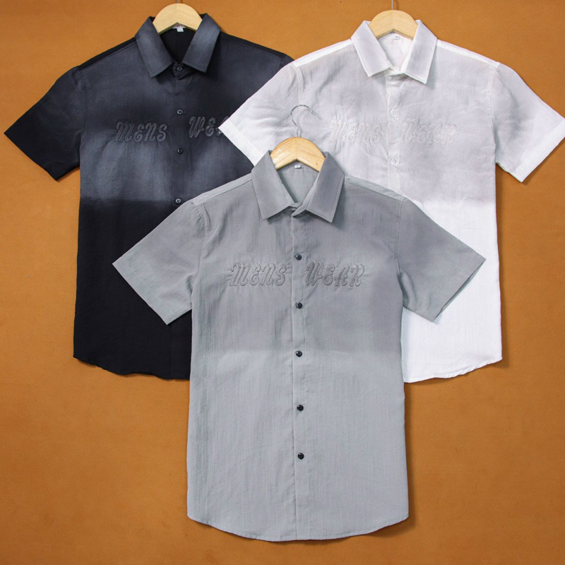 Áo Sơ Mi Nam Đũi THÊU CHỮ LOANG KHÓI SMTN