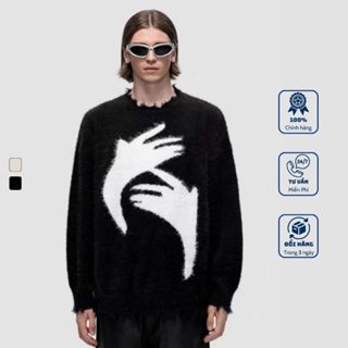 Áo Sweater Len Lông Chồn Dáng Rộng Phong Cách Retro