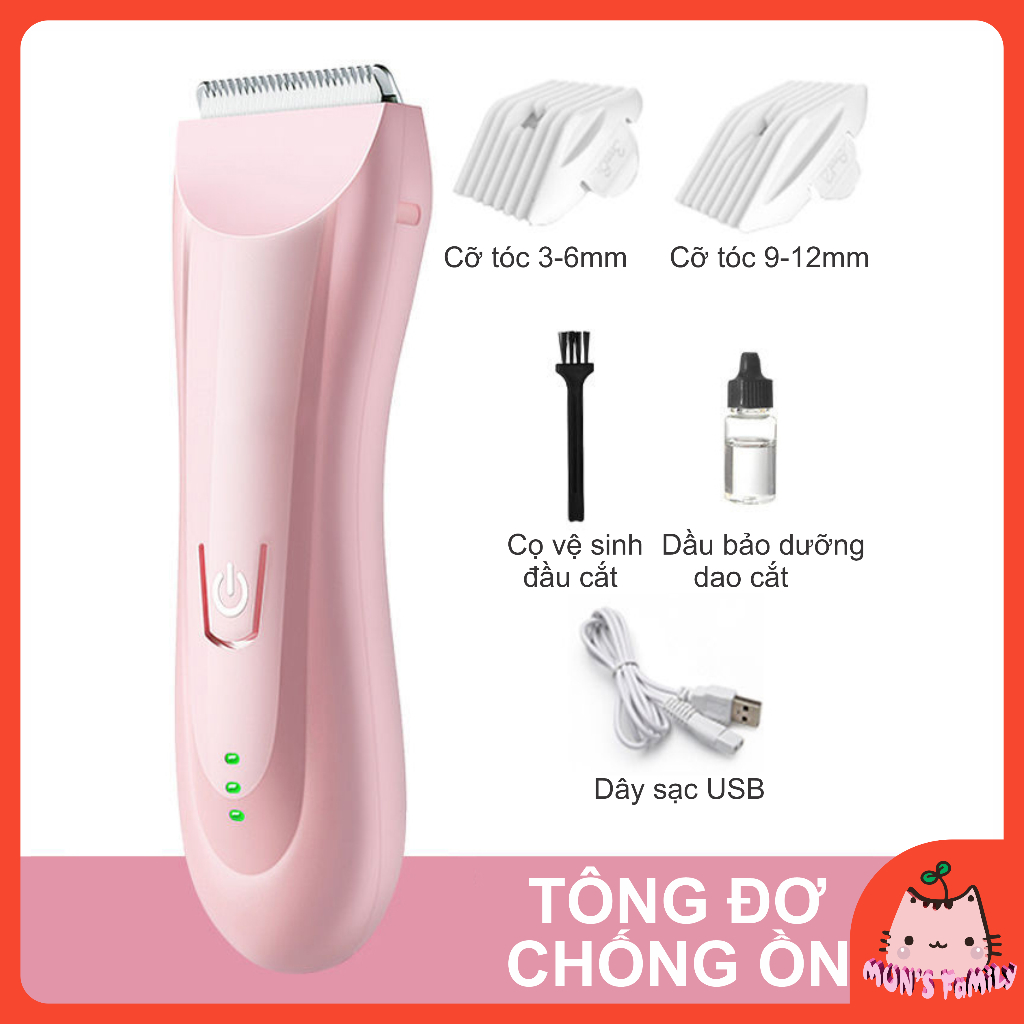 Tông Đơ Cắt Tóc Em Bé Chuyên Nghiệp Không Ồn, Chống Nước, Có Đèn Báo Pin Bán Chạy Nhất