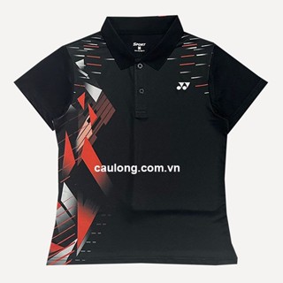 Áo Cầu Lông Nam Nữ Cổ Bâu Yonex 7597 Màu Đen Có size 3XL