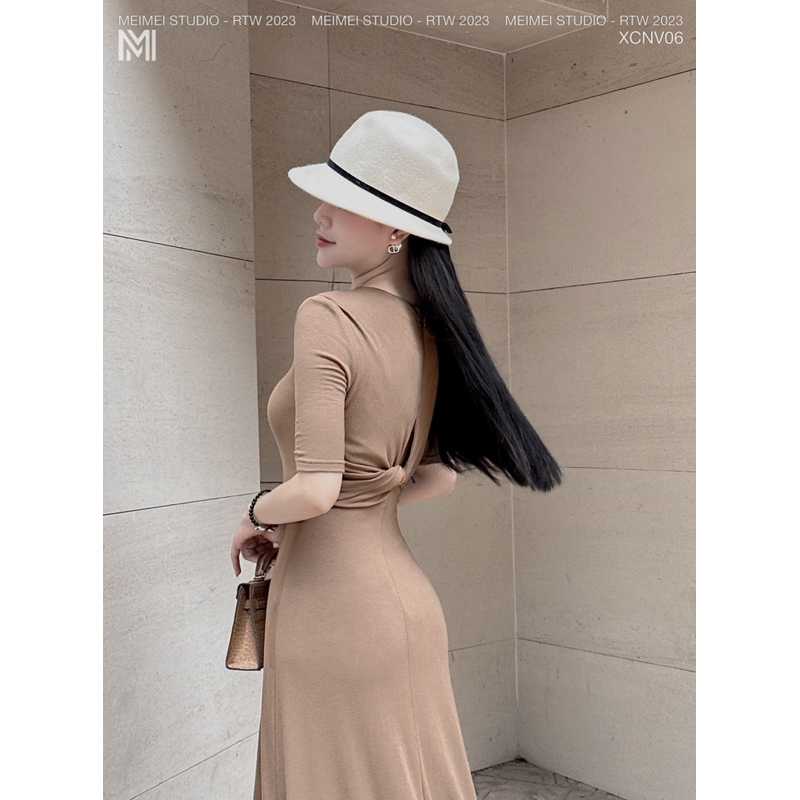 Váy maxi len tăm xoắn lưng MEIMEI