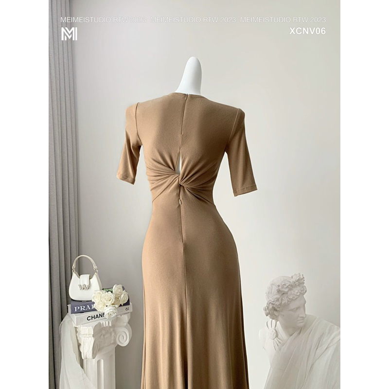 Váy maxi len tăm xoắn lưng MEIMEI