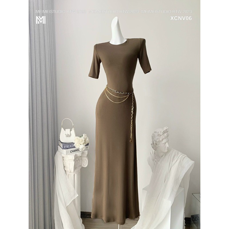 Váy maxi len tăm xoắn lưng MEIMEI