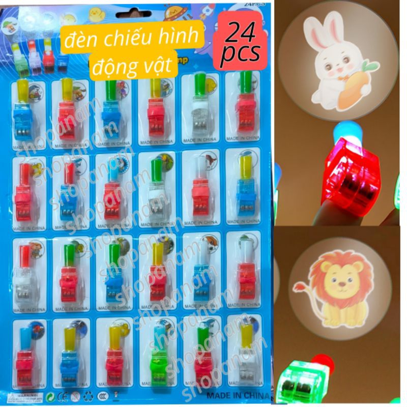 Vỉ 24 cái đèn led chiếu hình độg vật đeo ngón tay