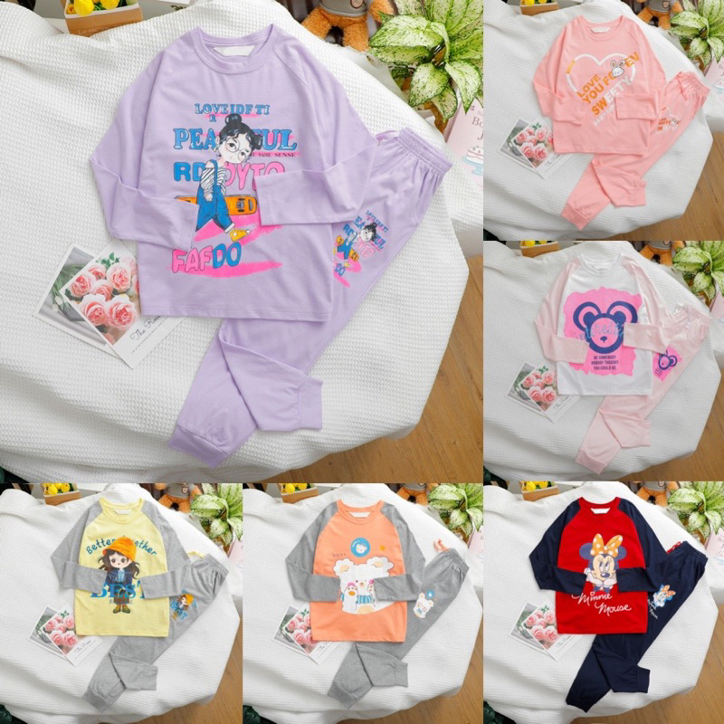 Bộ thun cotton dài tay bé gái size đại mềm mịn 21-48kg, bộ thu đông bé gái mi gao kids