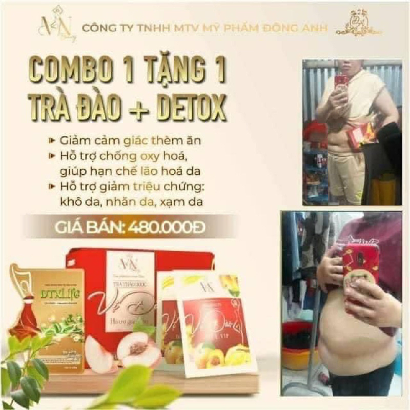 Trà Giảm Cân Vị Đào X3 Đông Anh  Nguyên hộp 15 gói