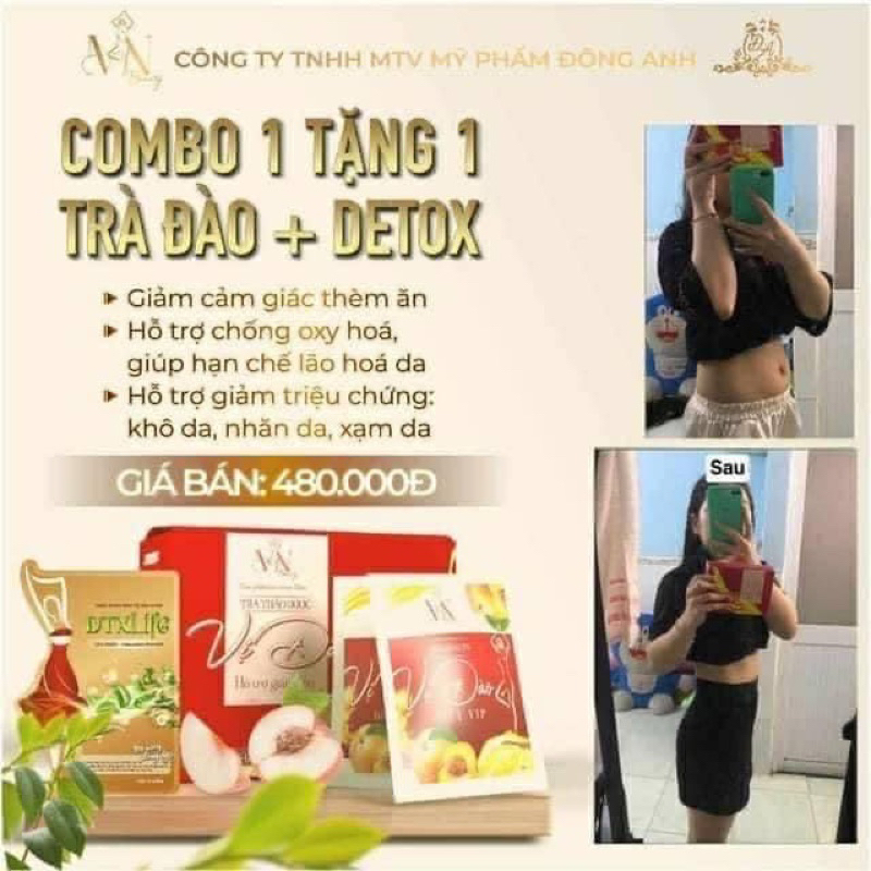 Trà Giảm Cân Vị Đào X3 Đông Anh  Nguyên hộp 15 gói